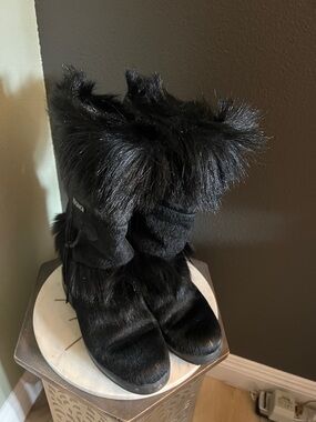 Tecnica, size 7.5, Black Fur Winter Boots